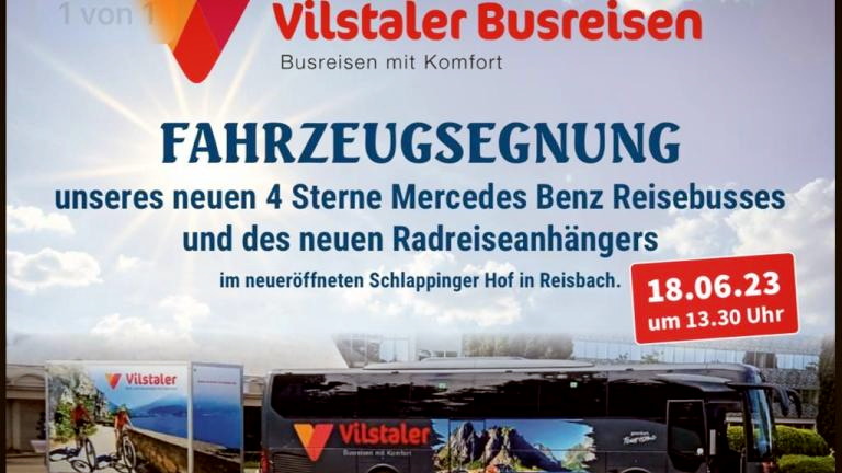 Titelbild für Fahrzeugsegnung unseres neuen Mercedes-Benz-Reisebusses